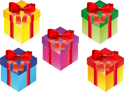 白色一排內的紅色禮品盒